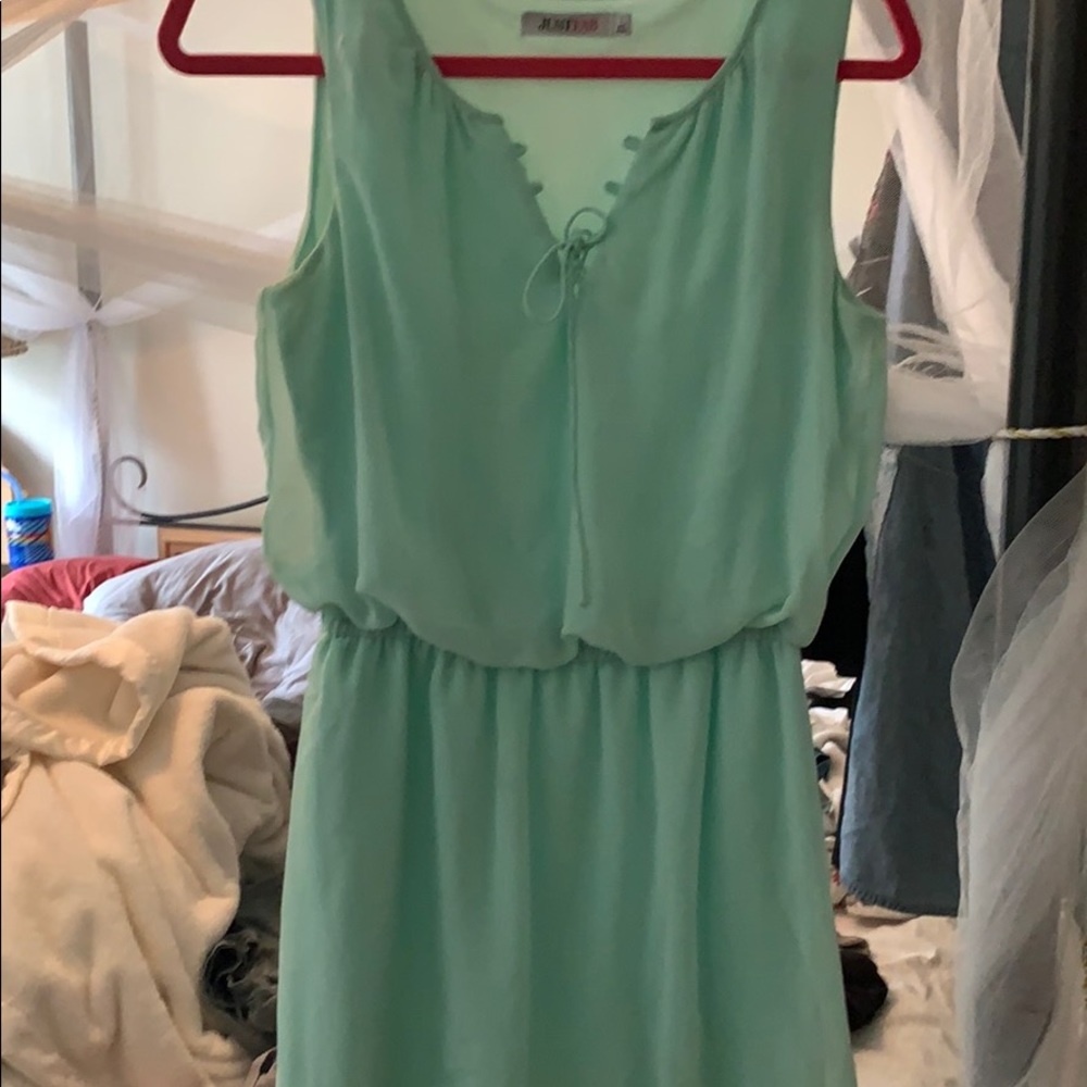 Mint dress with lace up front